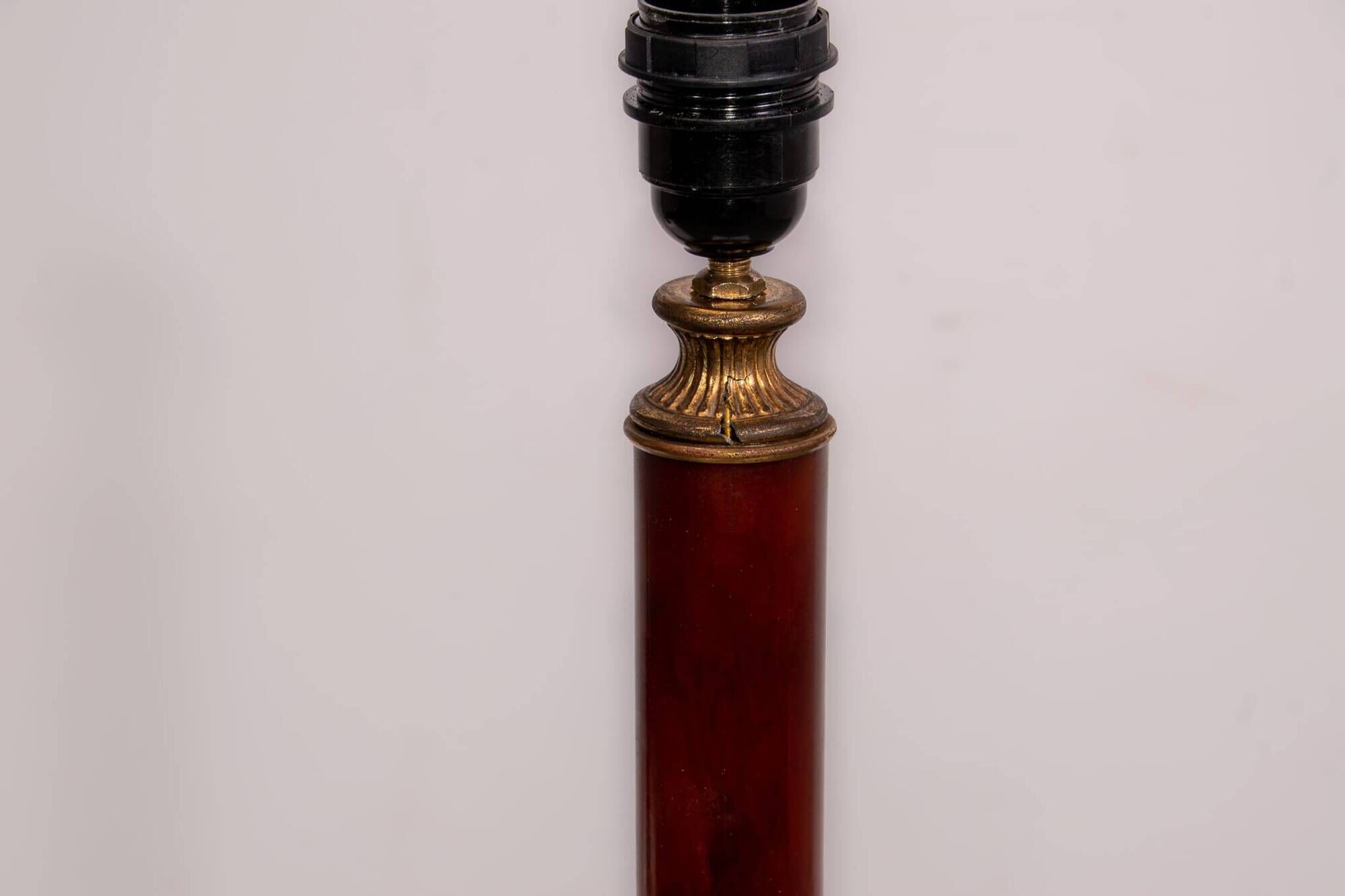 Set of French Empire style lamps made from amber bakelite and brass