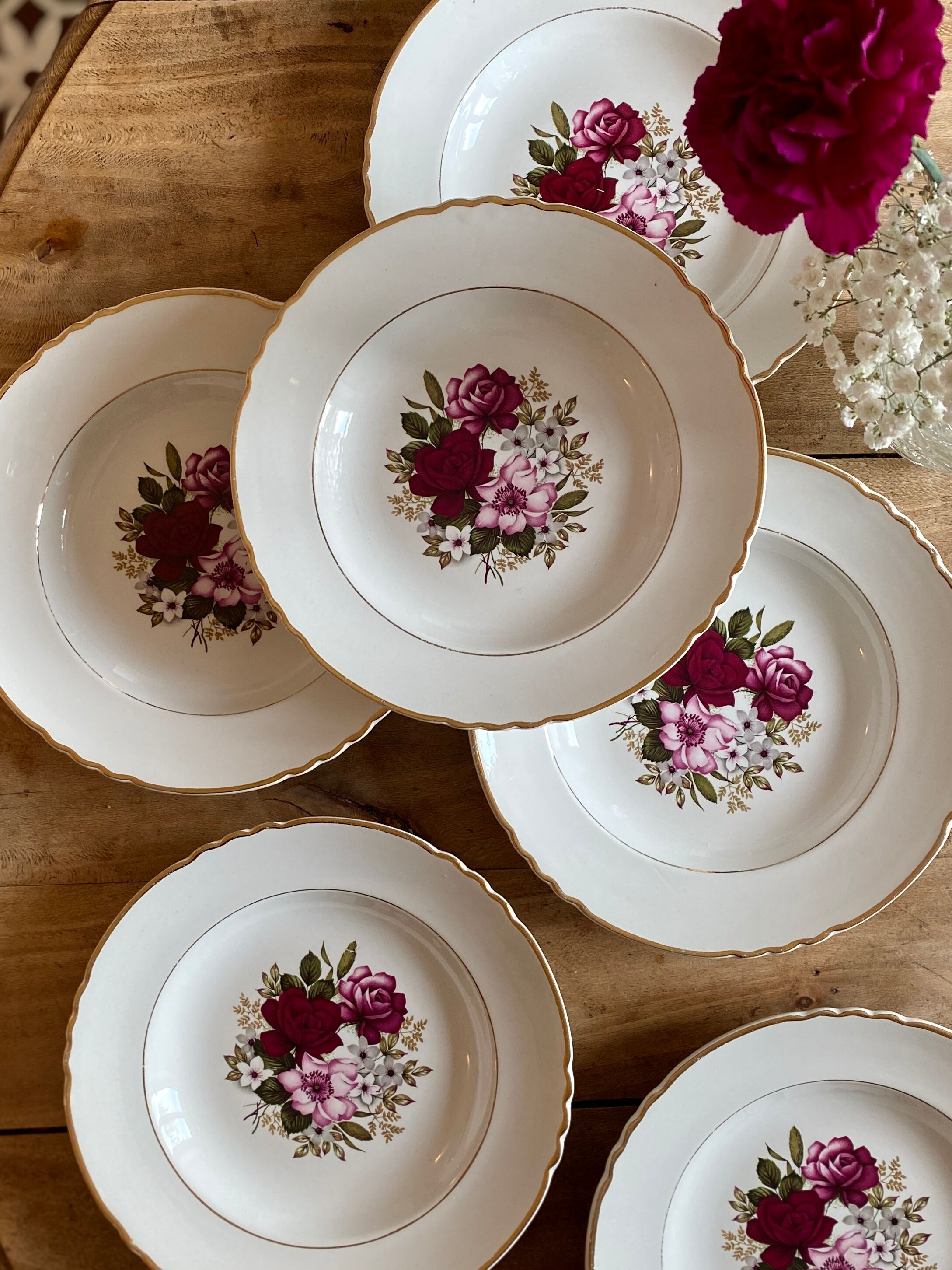 Set of 6 plates hollow vintage Moulin des Loups