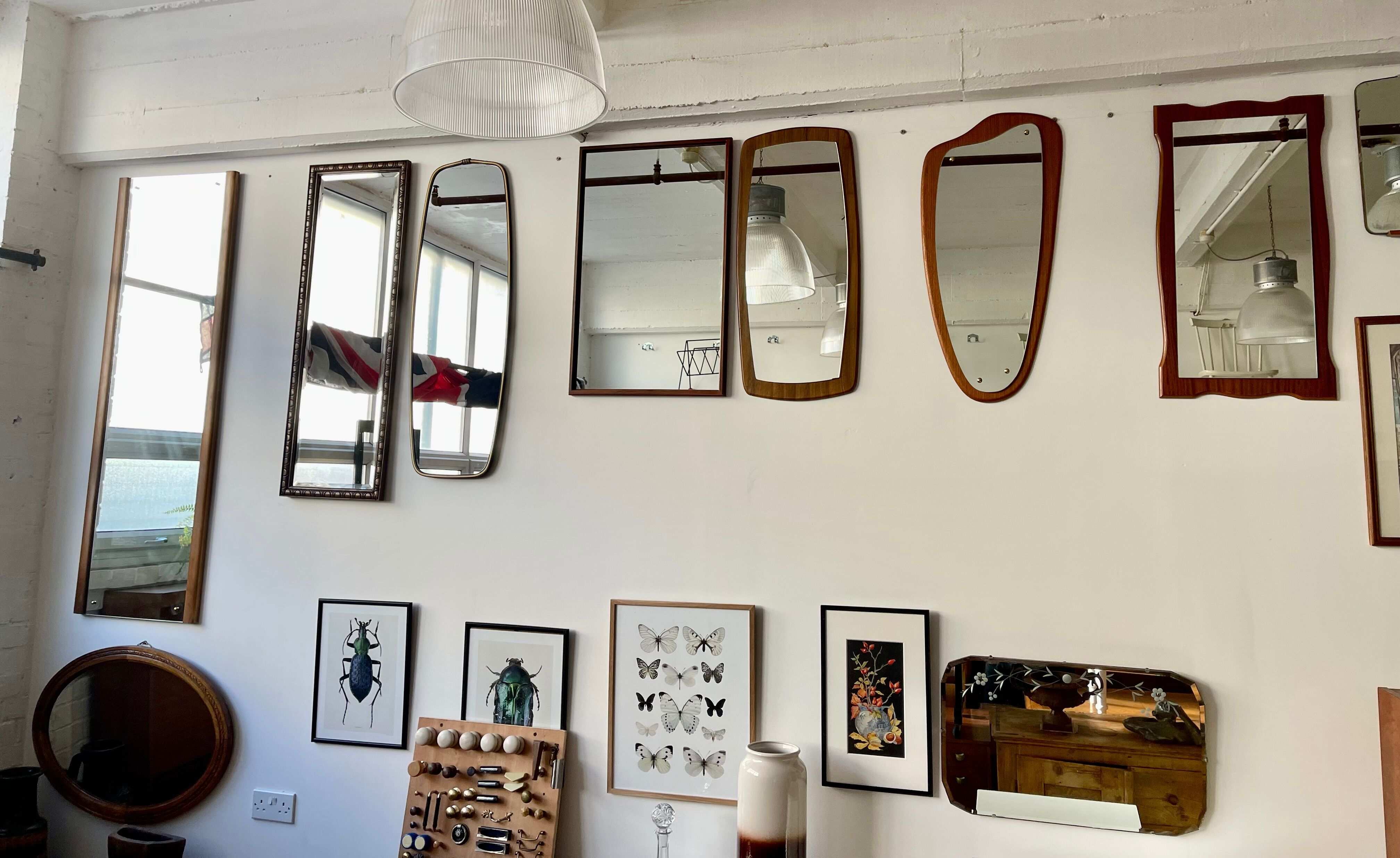 Vintage Wall Mirror with thin Black Frame