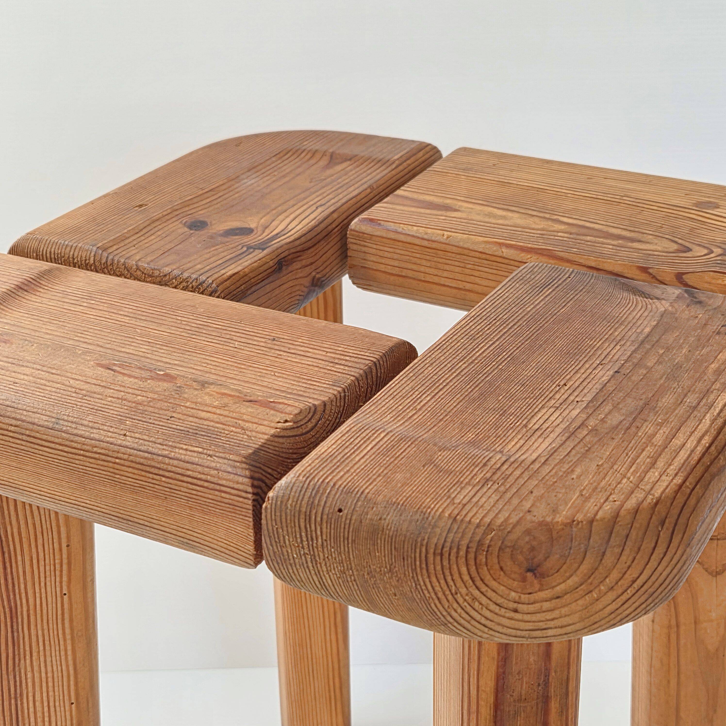Vintage 1950s stool in pine by Olof Ottelin