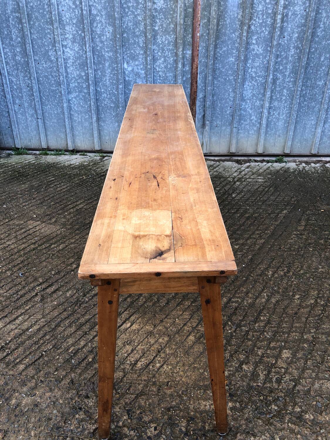 Table console vintage en hêtre massif