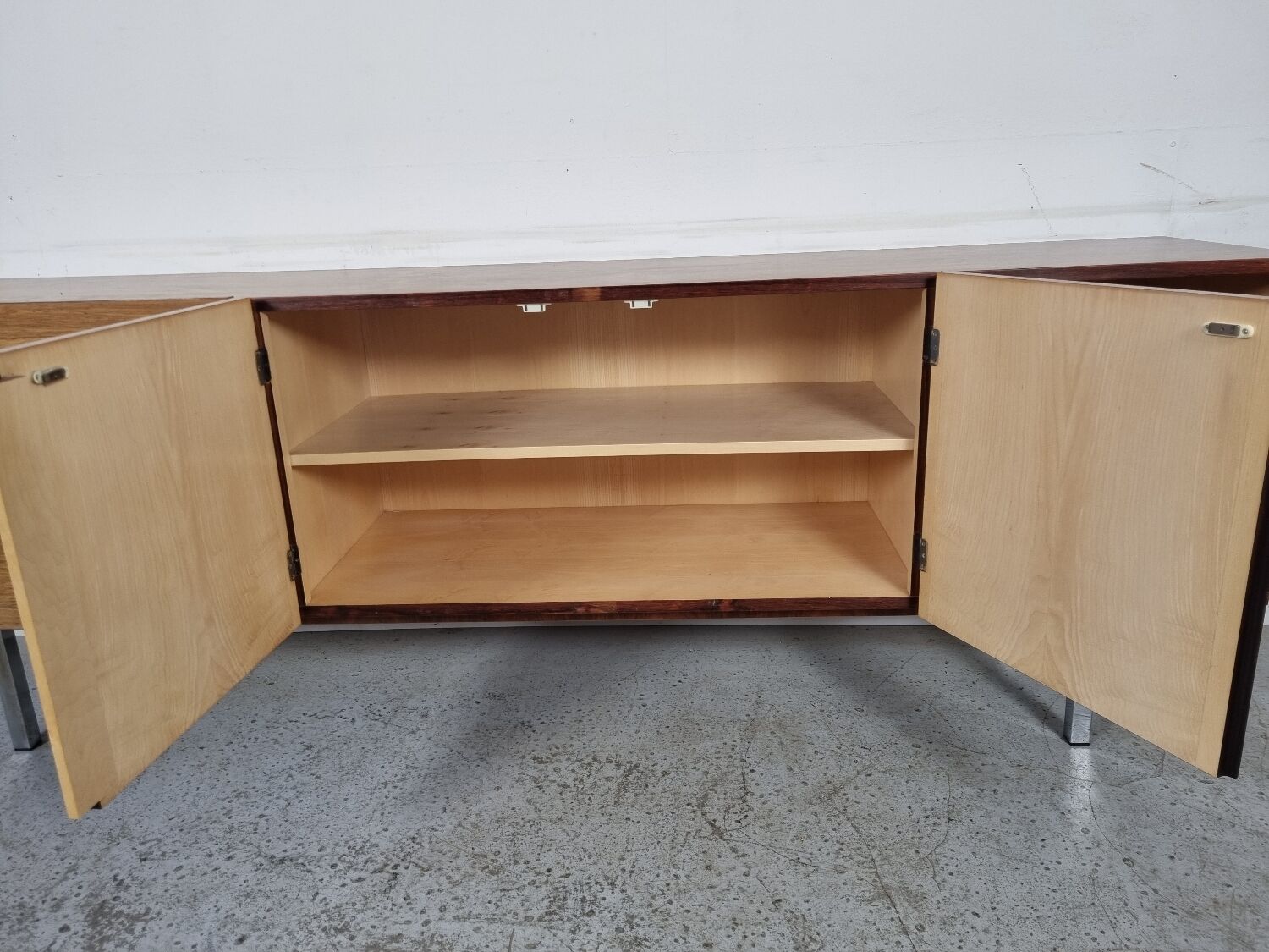 Scandinavian row in rosewood and chrome, 60s