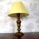 Vintage Brass Table Lamp with Round Base and Cream Pleated Shade 4352