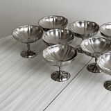 8 very large stainless steel footed bowls