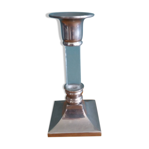 Bougeoir en métal argenté et lucite