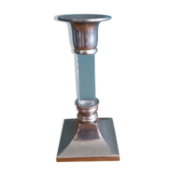 Silver-plated metal candlestick and lucite plexiglass