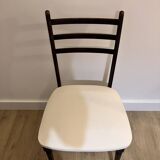 Lot de 5 chaises bois et Skaï blanc