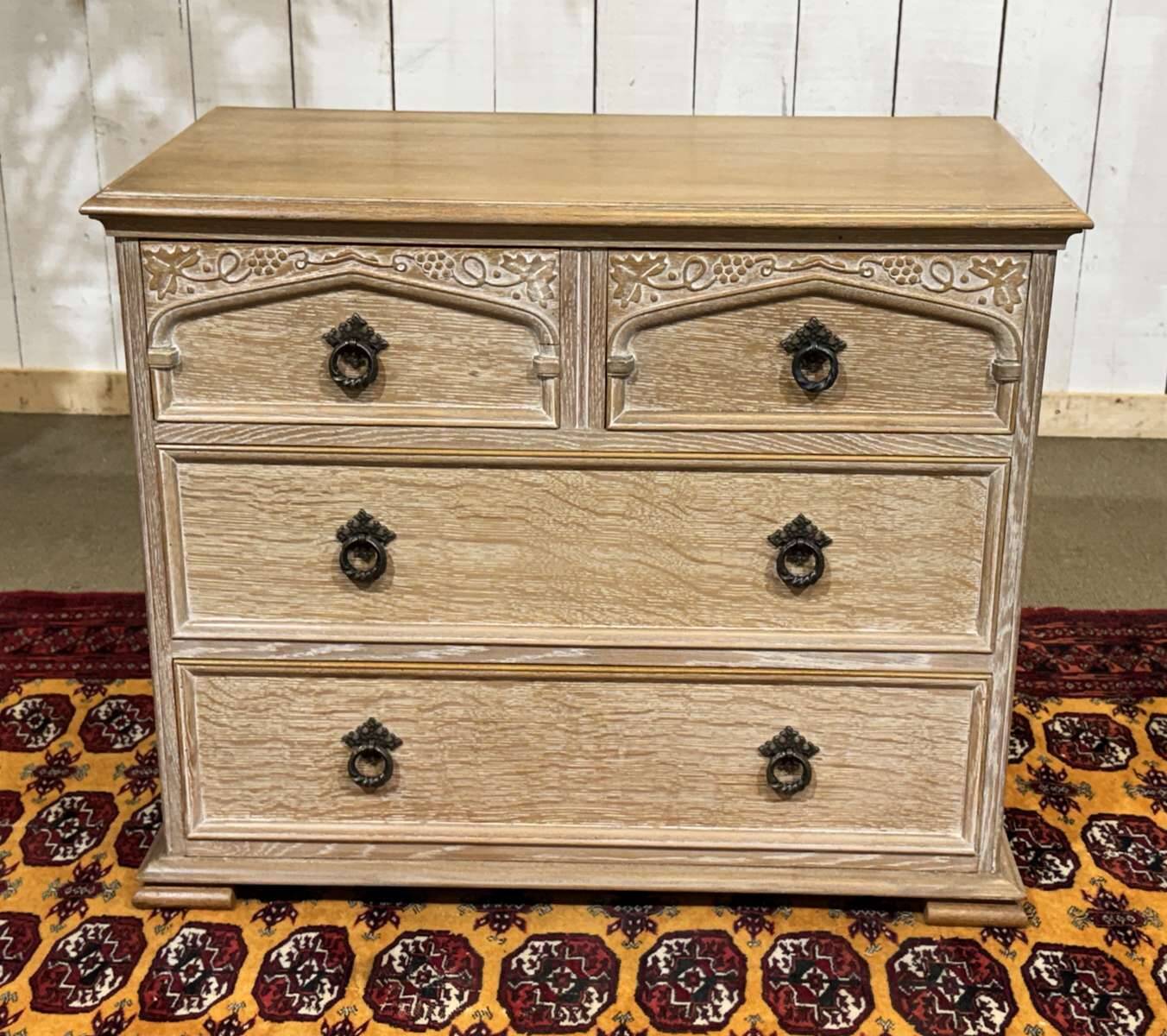 English commode in cerused oak from the 1950s.