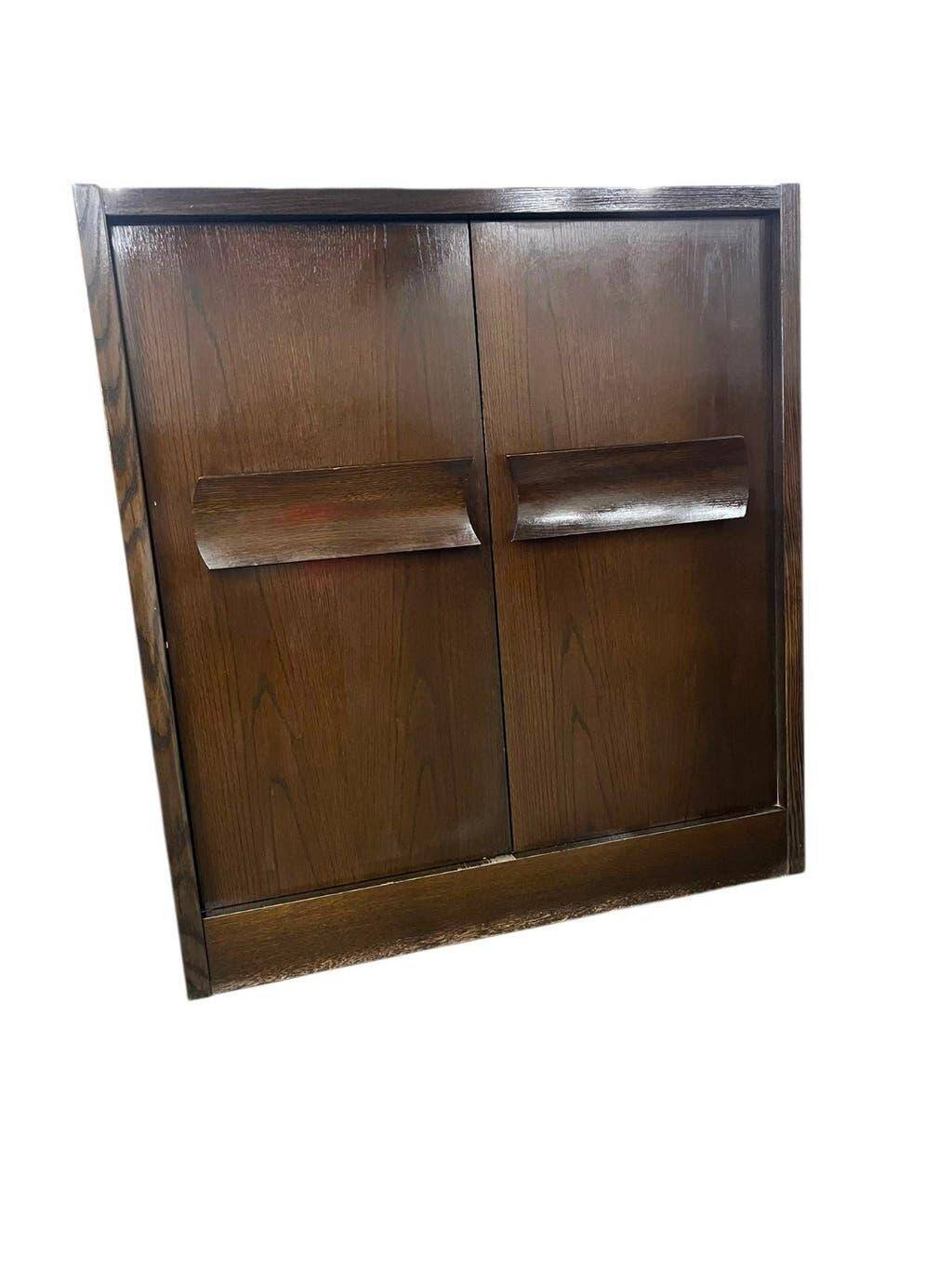 Vintage brutalist buffet/bar/dark wood sideboard