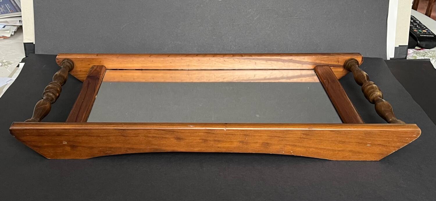 Vintage wooden mirror tray
