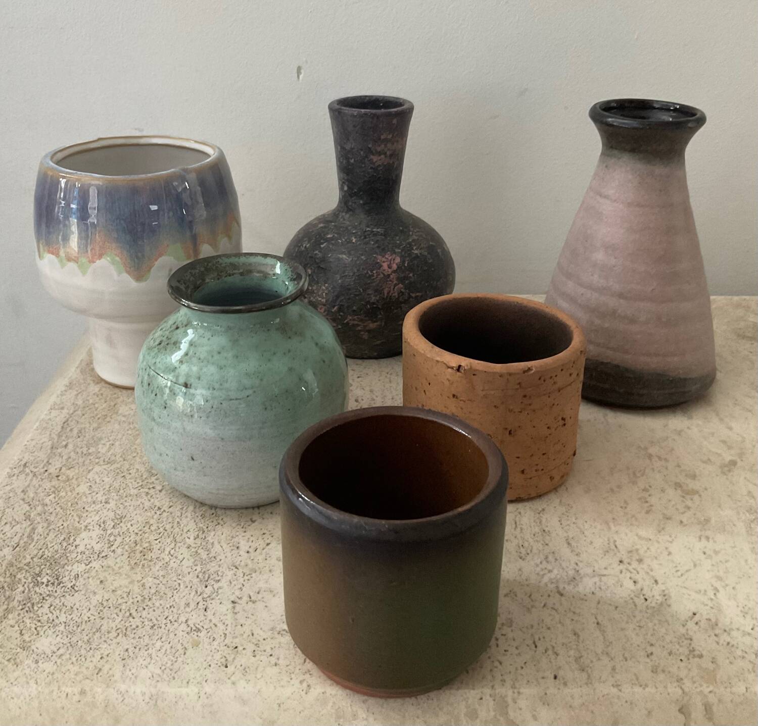 Series of 6 vintage miniature vases