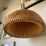 Telescopic wicker hanging lamp