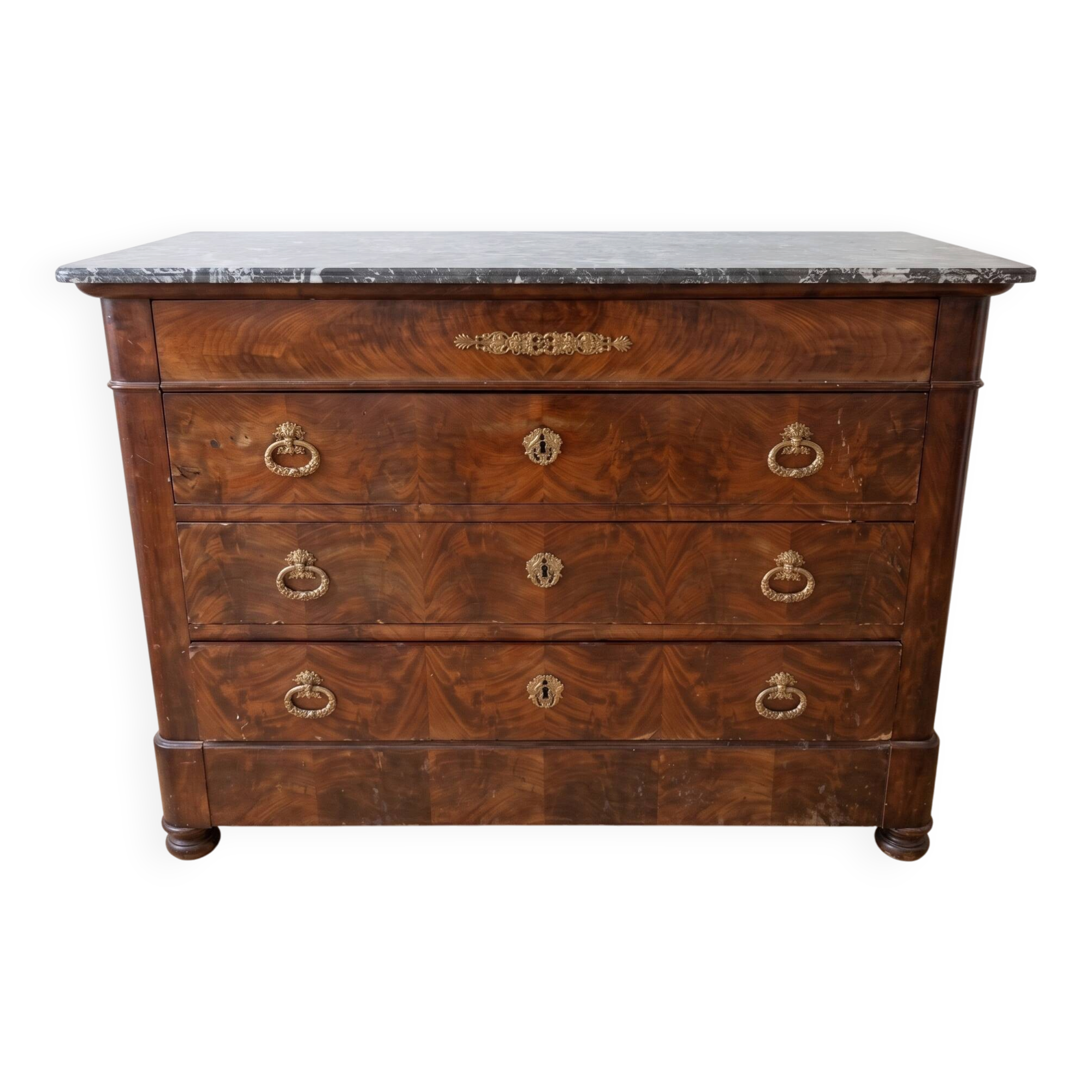 Antique Louis Philippe commode in mahogany and marble