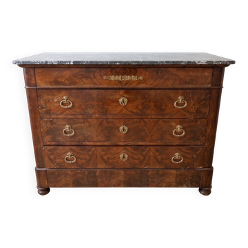 Antique Louis Philippe commode in mahogany and marble