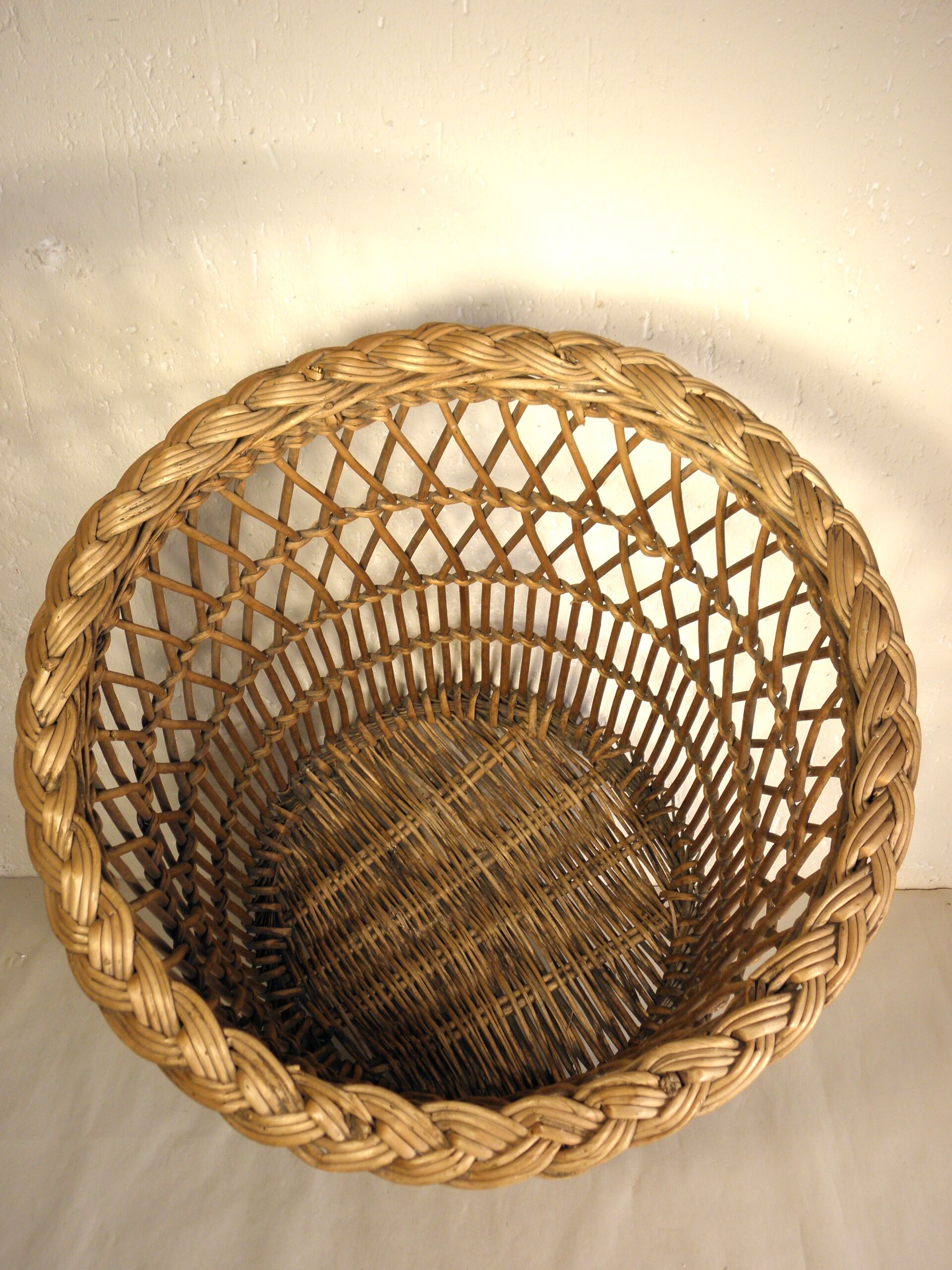 Large wicker wastepaper basket