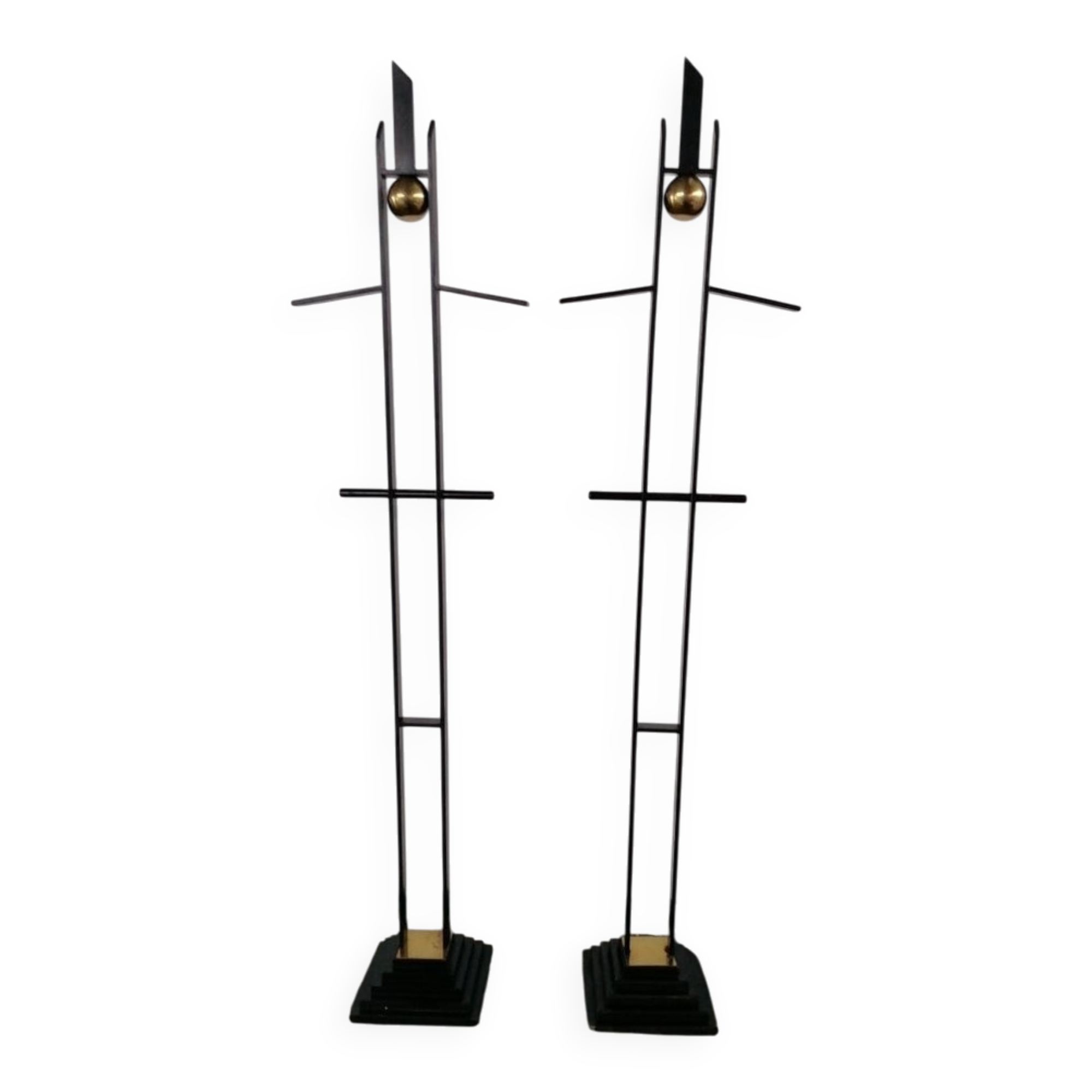 Mid-Century Metal and Brass Sculptures or Valets, Italy, Set of 2