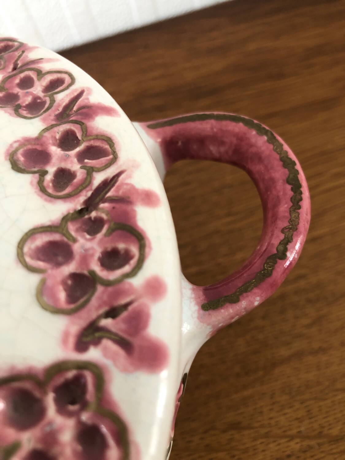 Vintage cracked iron earthenware candy box