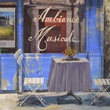 Paris Cafe 'Au Vieux Montmartre' - Oil on Canvas