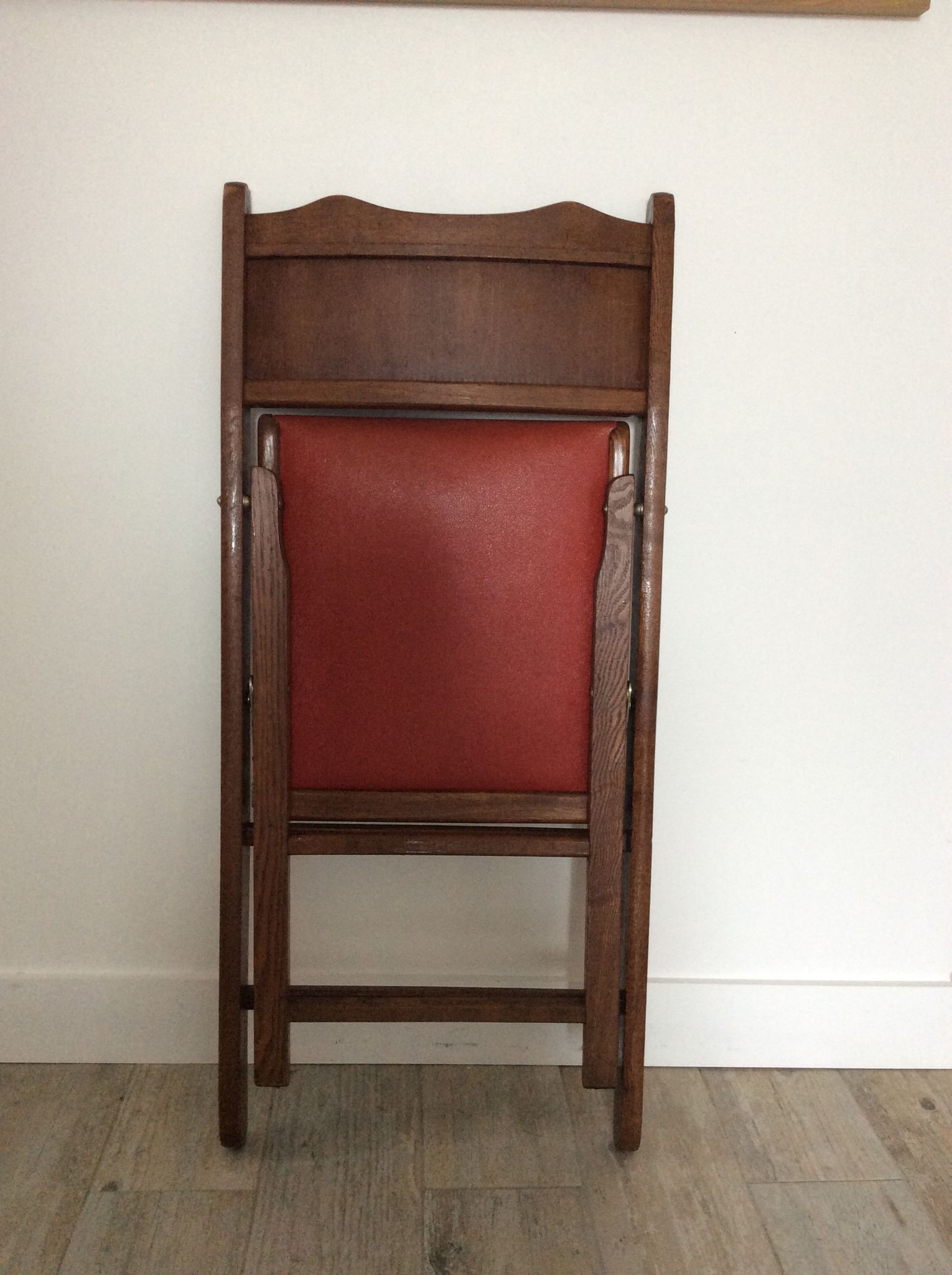 Folding chair wood and Skaï orange / vintage brown