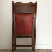 Folding chair wood and Skaï orange / vintage brown