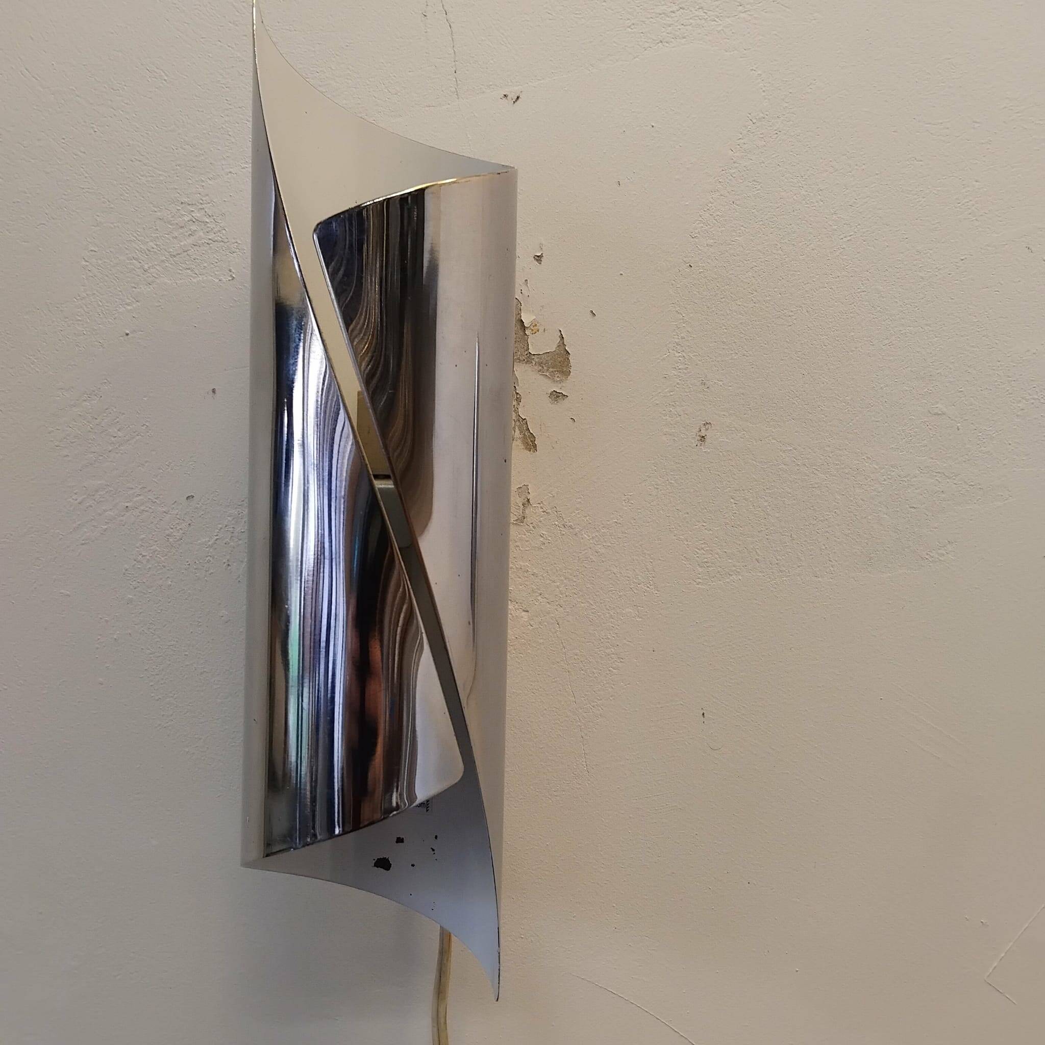 Pair of 70s/80s bidirectional chrome wall lights