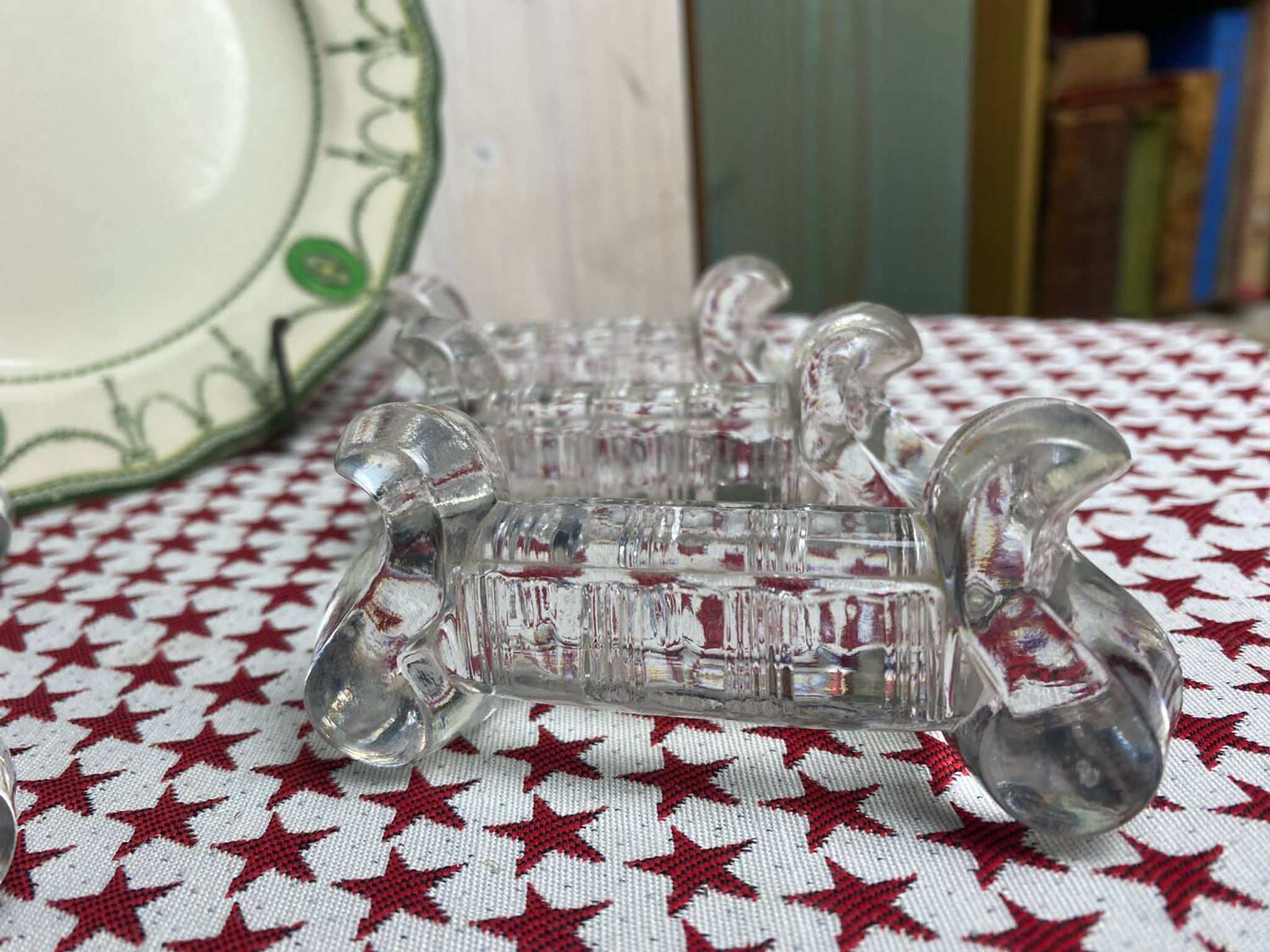Set of 6 antique molded glass knife rests