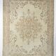Tapis Vintage Beige Clair Motif Médaillon Floral Élégant, 354x458 Cm