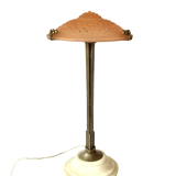 Monumental art deco pink table lamp, Muller frères Luneville, France, ca 1920s