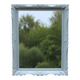 Vintage wall mirror in carved blue-green wood – rococo style – H48 cm