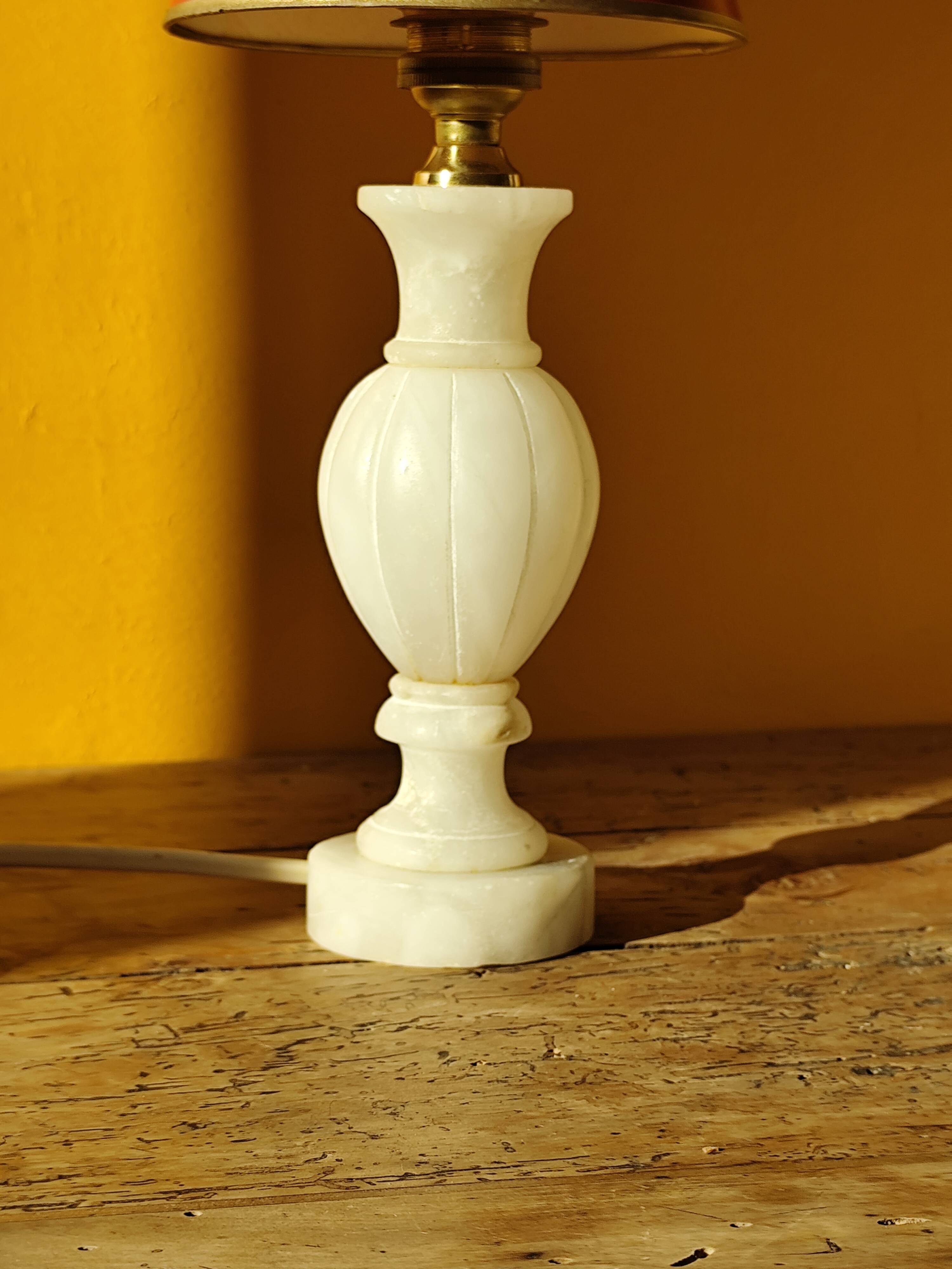 Antique marble lamp base - white stone urn lamp