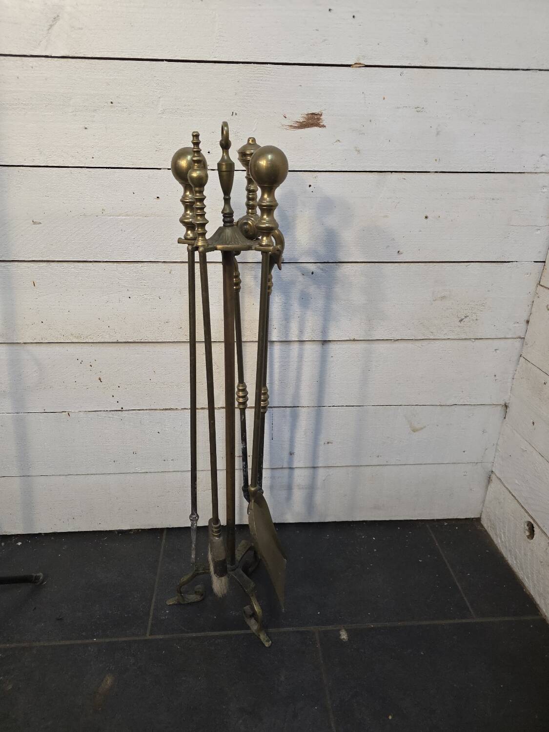 Solid brass fireplace set