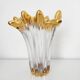 Splash-shaped crystal vase with gold rim