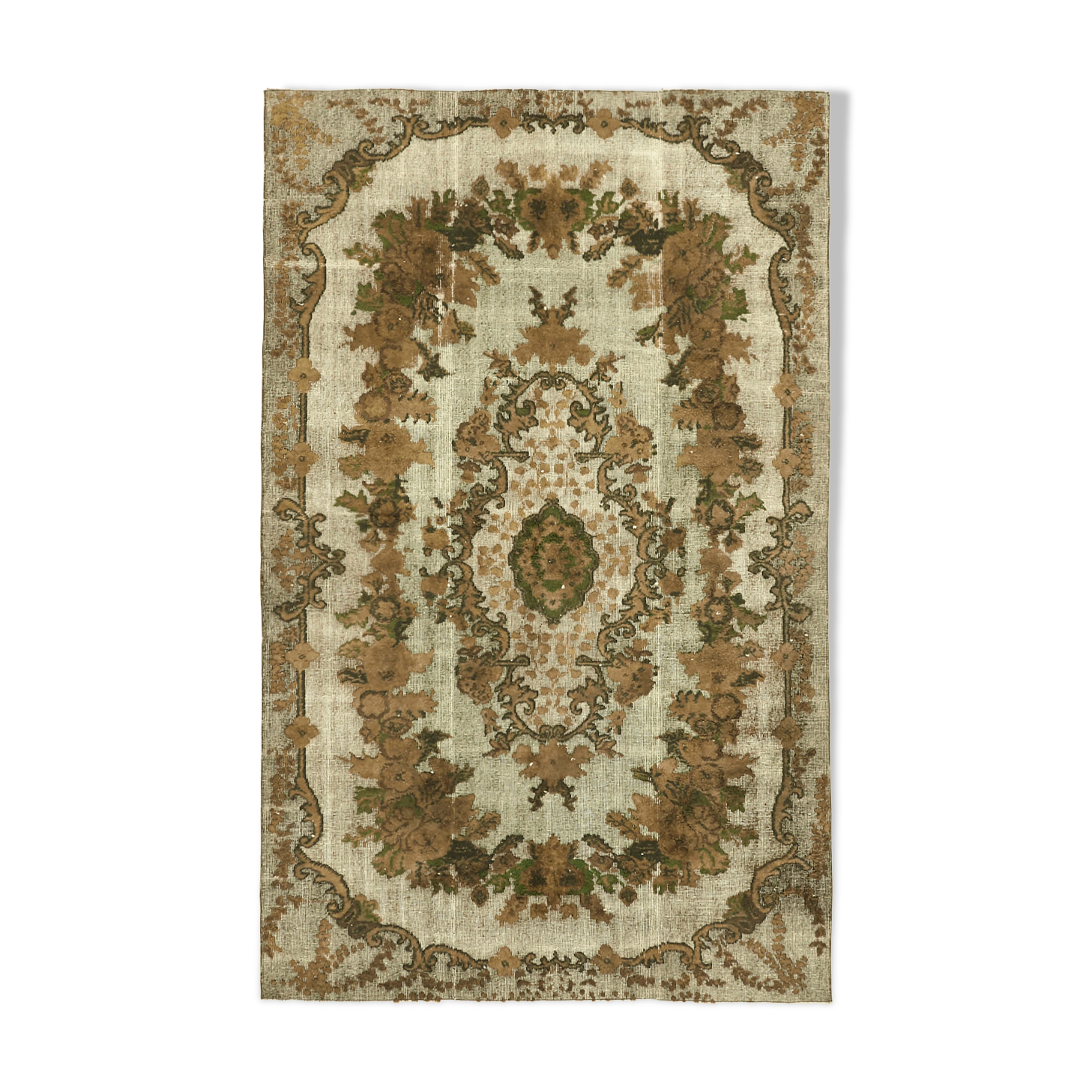 Handwoven overdyed turkish 1970s 170 x 271 cm brown carpet