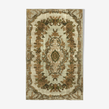 Handwoven overdyed turkish 1970s 170 x 271 cm brown carpet