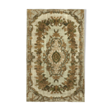 Handwoven overdyed turkish 1970s 170 x 271 cm brown carpet