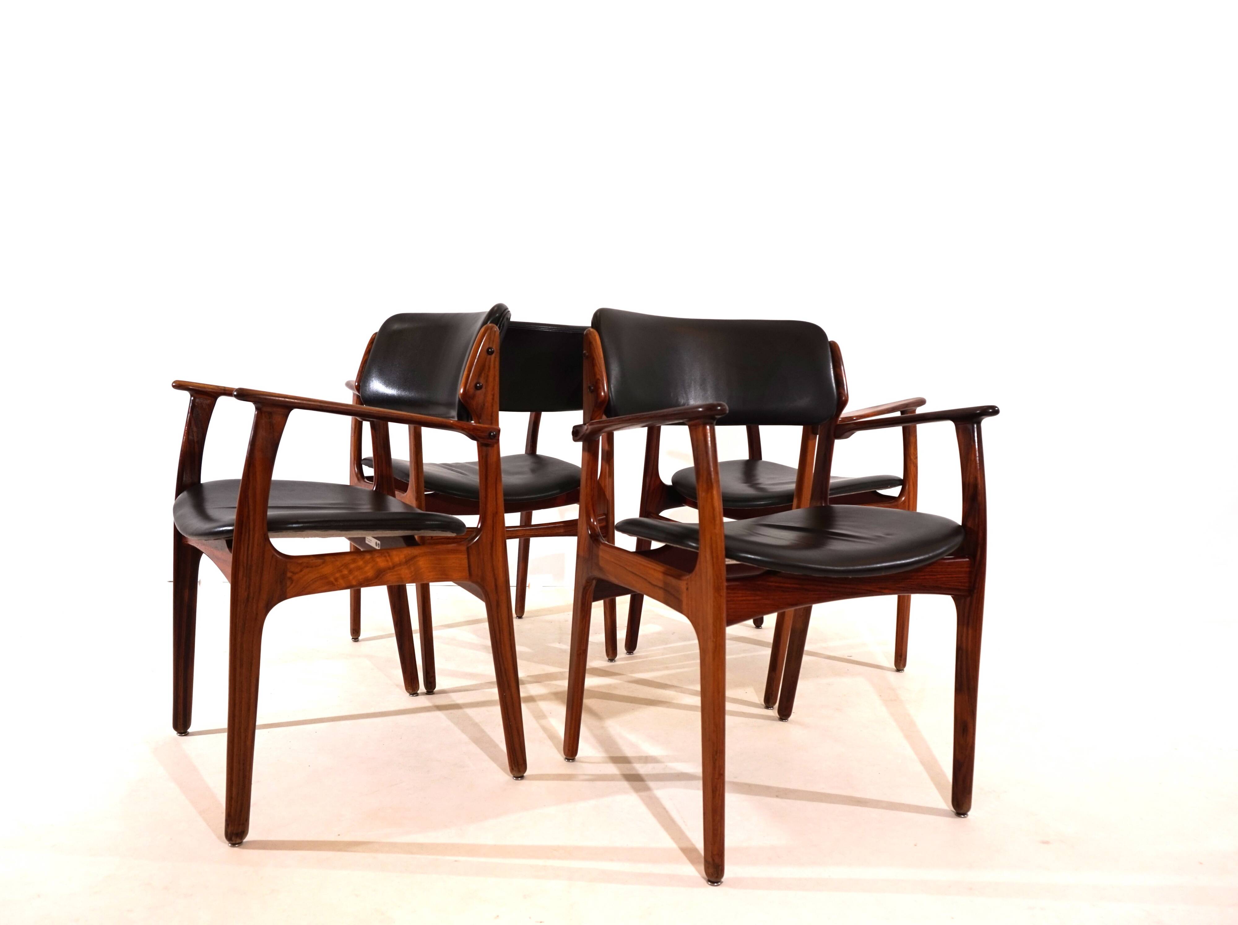 Erik Buck lot de 4 chaises de salle à manger en palissandre OD 50 pour OD Mobler