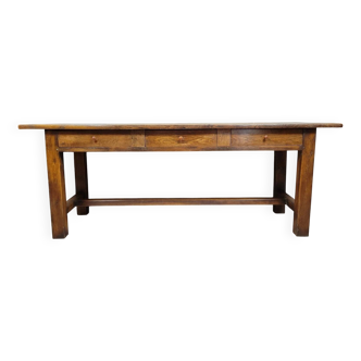 Solid oak farmhouse table, late 19th century, circa 1880