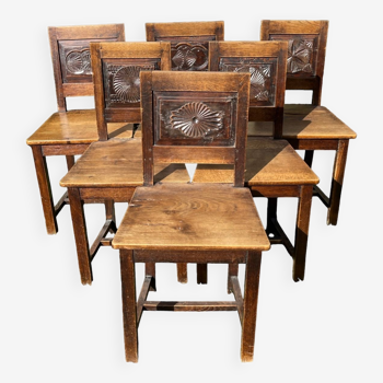 Suite Of 6 Oak Chairs Nineteenth