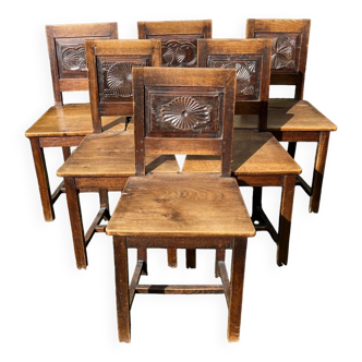 Suite Of 6 Oak Chairs Nineteenth