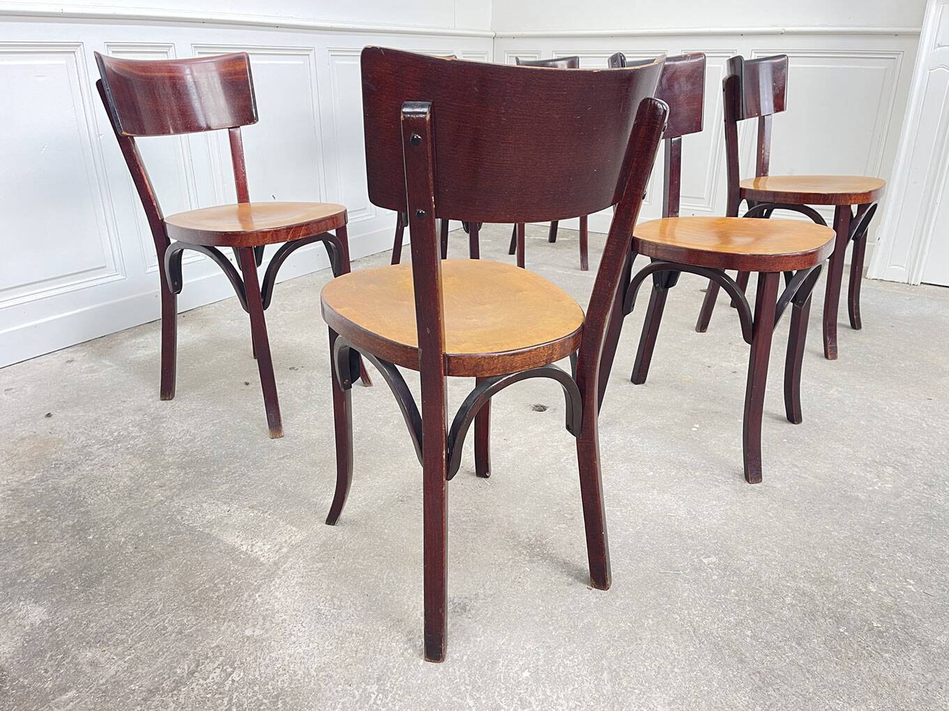 6 Baumann "Etienne" bistro chairs, 1950