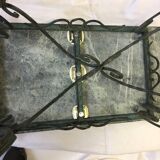 Vintage green marble and wrought iron coffee table