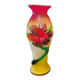 vintage vase glass gradient red yellow relief flower 22cm