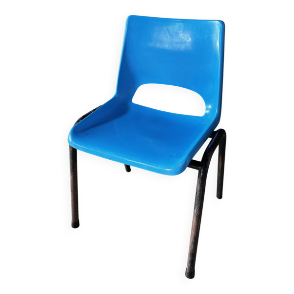 Chaise vintage enfant coque bleue