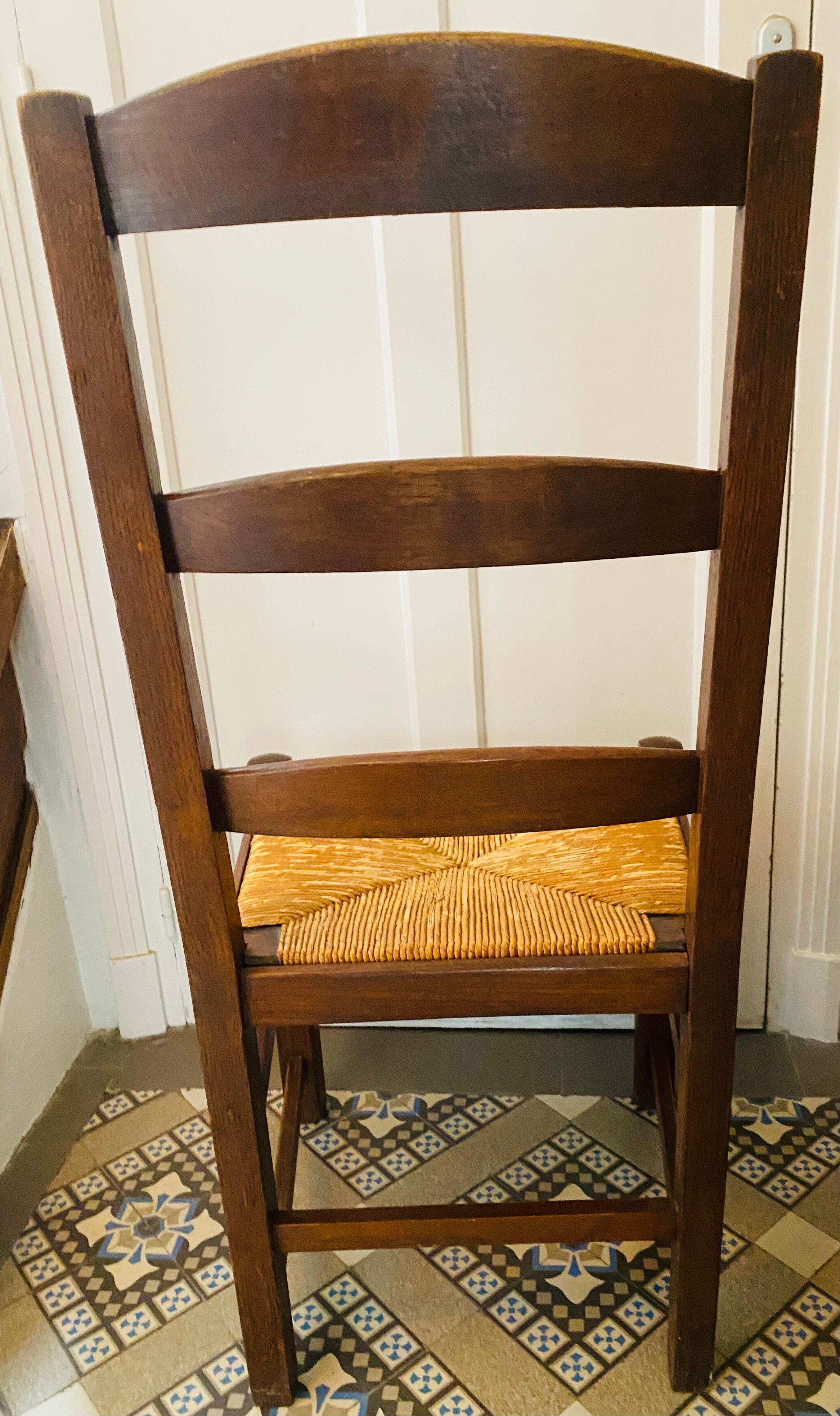 Lot de 2 chaise bois et paille