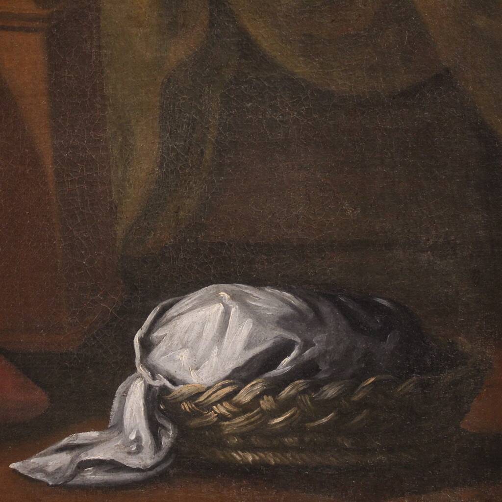 Peinture italienne antique du 17ème siècle, Sainte Famille.