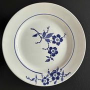 Set of 3 antique blue faience dessert plates.