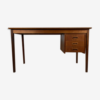 Bureau scandinave double face vintage en teck, années 60