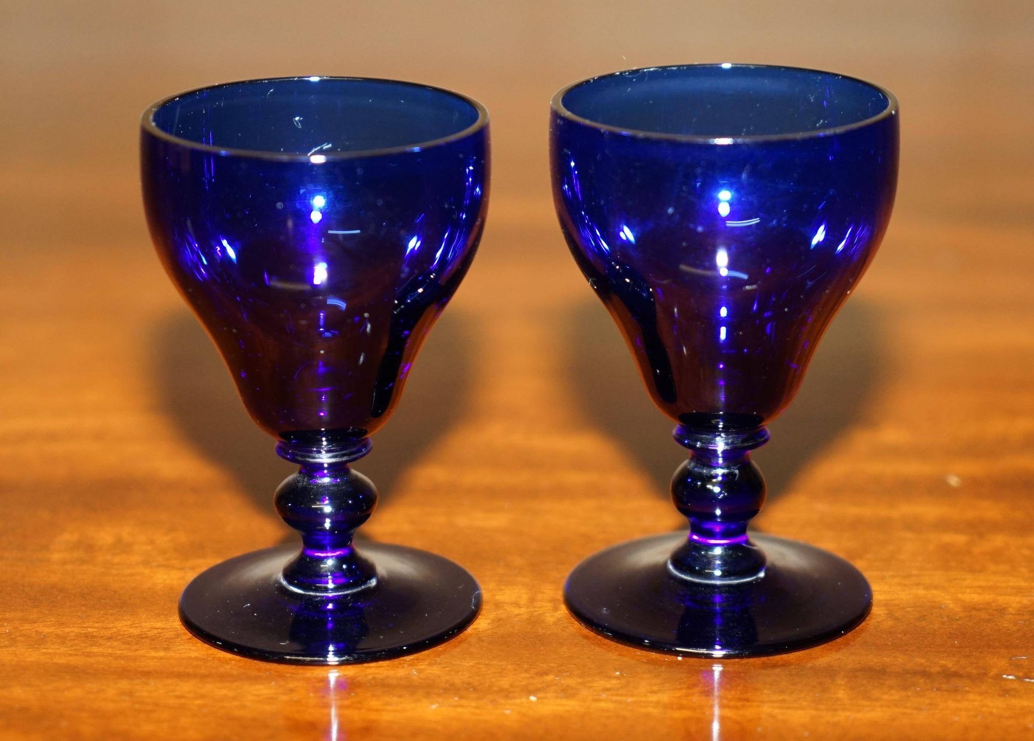 Sherry Carafe and Antique Bristol Blue Glasses