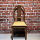 Set of a chair and an armchair in wood and yellow fabric
