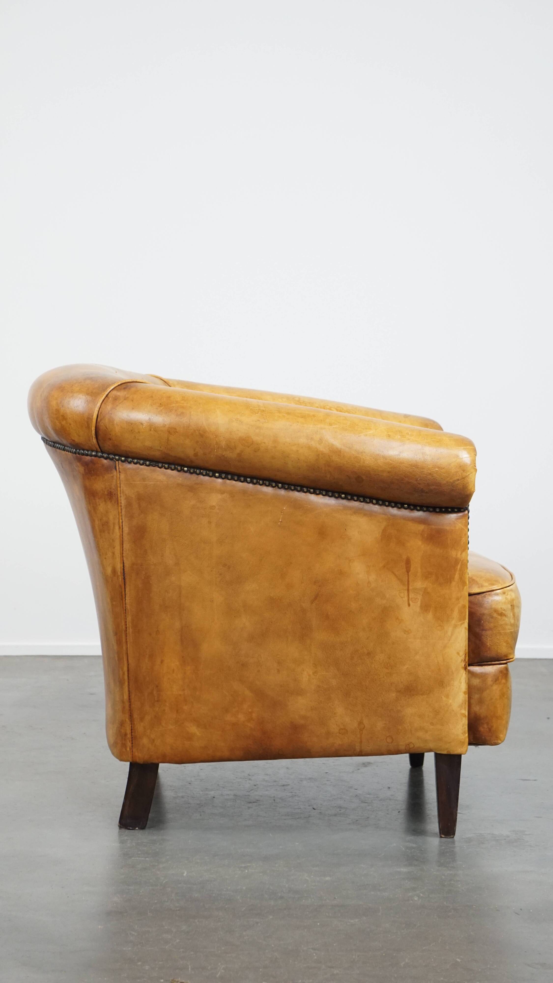 Cow leather English style club chair